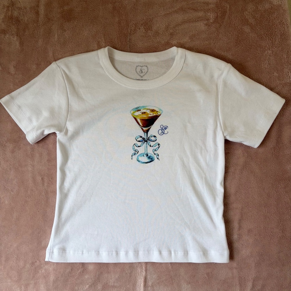 Sabrina Carpenter Short n Sweet Cafe Los Angeles Espresso Martini Baby Tee M